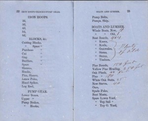 Whale Ship Outfitting Book. Bark D(r). Franklin. 1861.