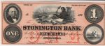 One Dollar Note from Stonington Bank. 18--